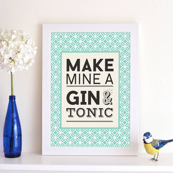 Make Mine A Gin And Tonic Typography Print, 2 of 4