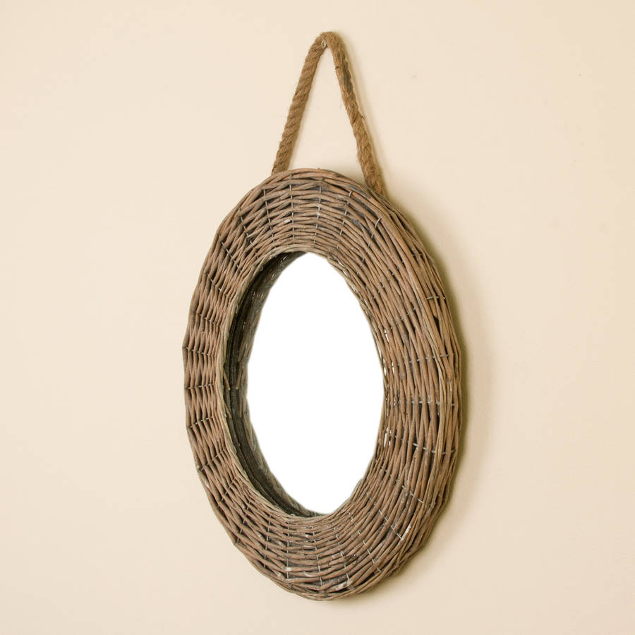 Farmhouse Circular Wicker Mirror