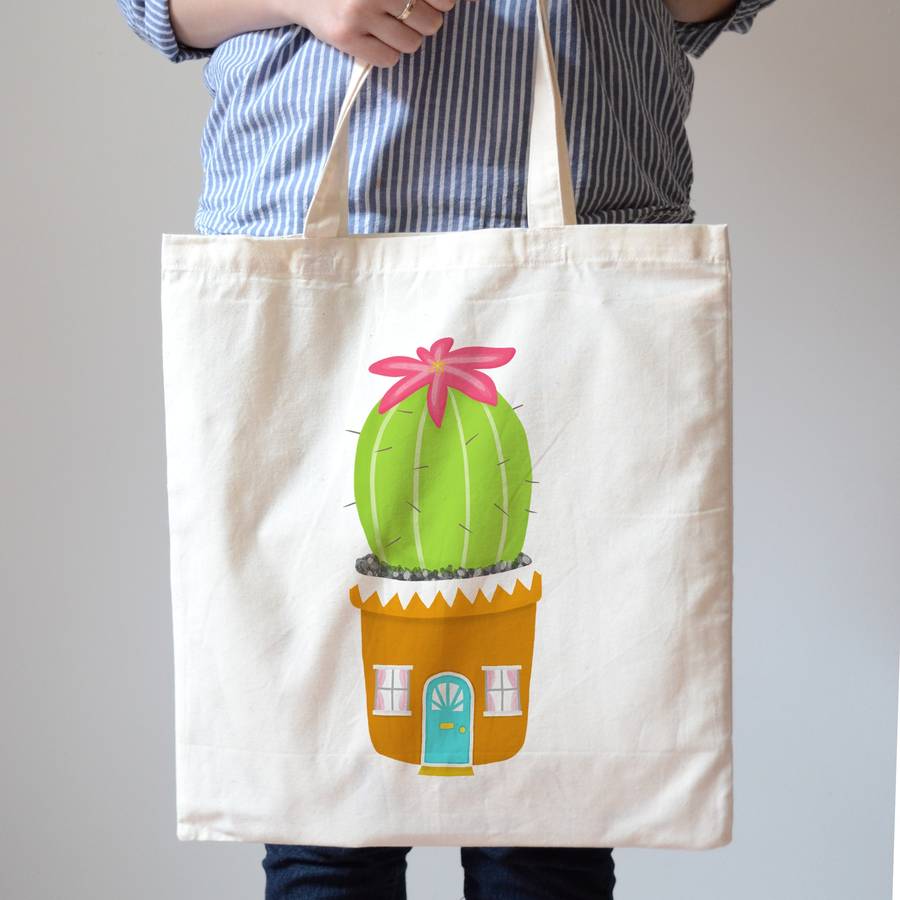 Cactus Plant Canvas Tote Bag By Hannah Stevens