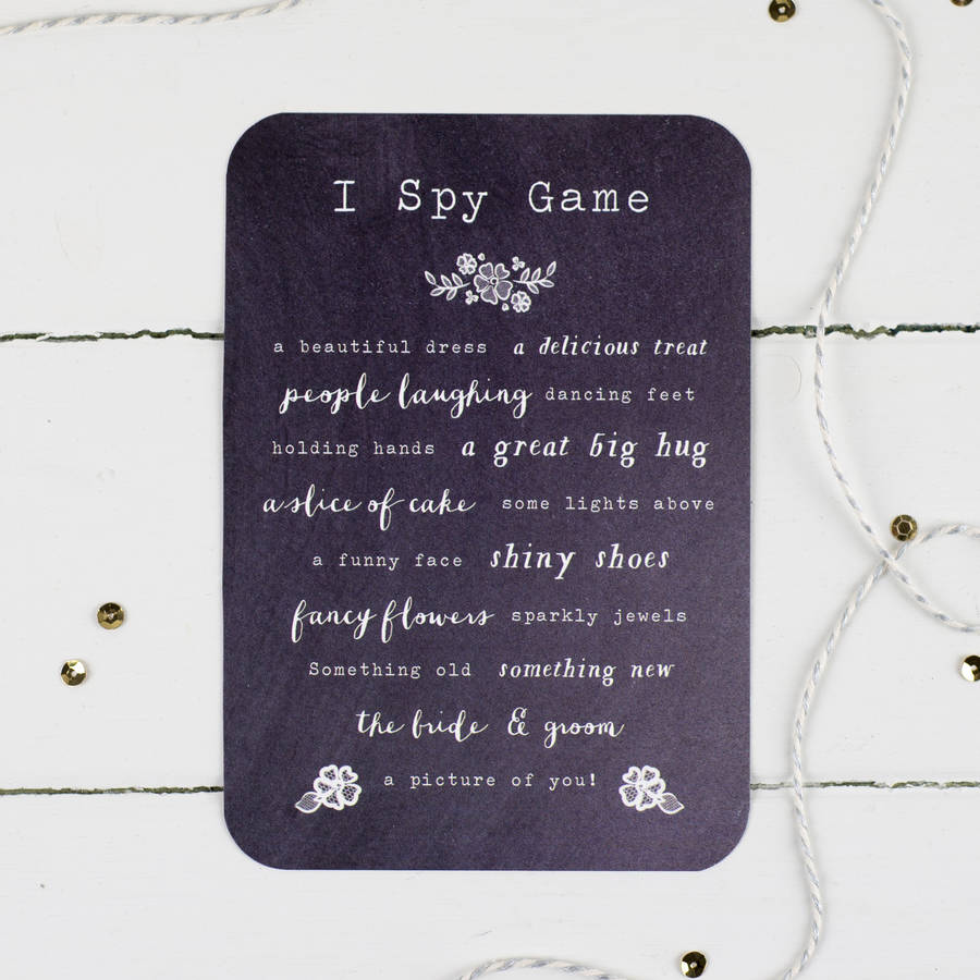 set of five chalkboard wedding i spy games by nina thomas studio ...