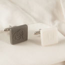 personalised braille white porcelain cufflinks by maapstudio | 0