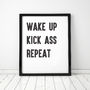 'Wake Up Kick Ass' Typography Print, thumbnail 2 of 4