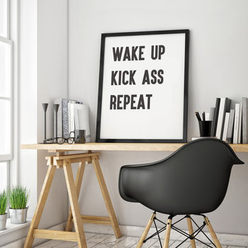 'Wake Up Kick Ass' Typography Print, 3 of 4