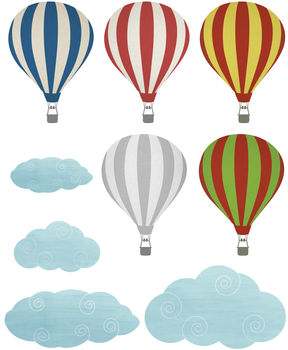 Patterned Hot Air Balloon Wall Stickers, 2 of 2