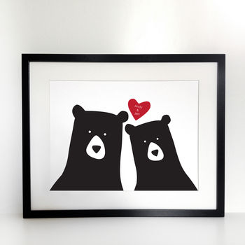 Bear Couple 'Selfie' Personalised Day Print, 3 of 5