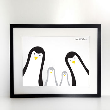 Penguin Family Selfie, Personalised Print, 6 of 11