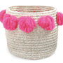 Pom Pom Basket In Pink Or Blue, thumbnail 1 of 1