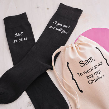 Personalised Cold Feet Wedding Socks, 5 of 7