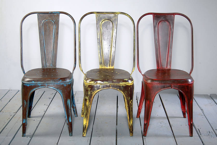 Hyatt Industrial Café Chair Colours Blue/Red/Yellow By Little Tree