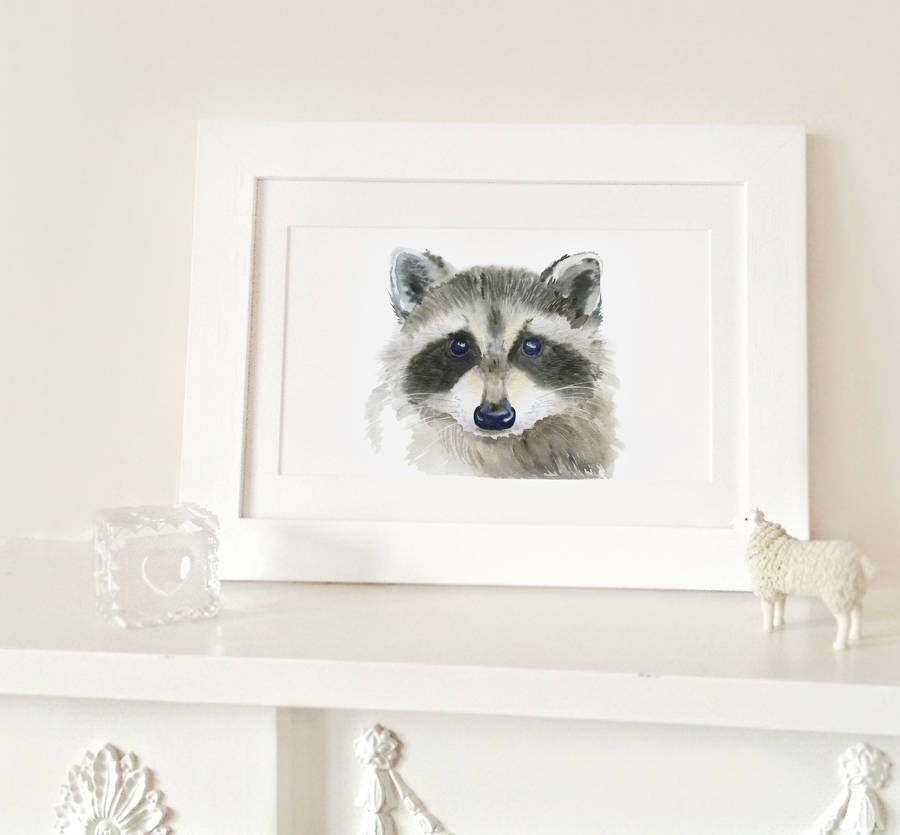 Raccoon Portrait Fine Art Print By Chocovenyl