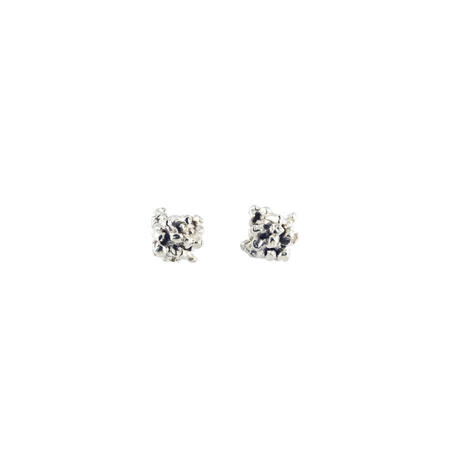 Little Stud Earrings In 9k White Gold By Mice Oh Little Stud Earrings In 9k White Gold
