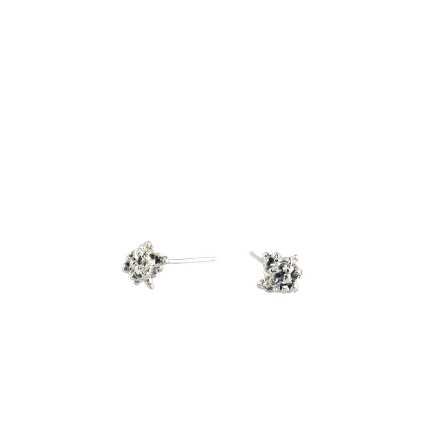 Little Stud Earrings In 9k White Gold By Mice Oh Little Stud Earrings In 9k White Gold