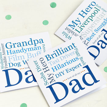 My Dad/Daddy Personalised Typographic Card, 2 of 6