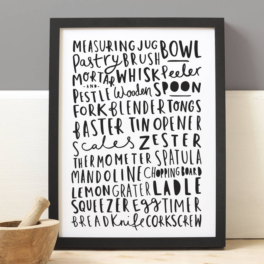Utensils Word Kitchen Print By Old English Company