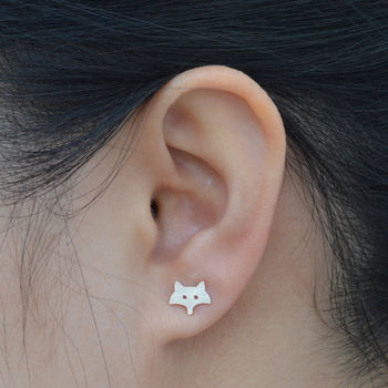 Fox Earring Studs In Sterling Silver, 3 of 3