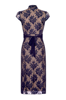 Lace Dress With Sweetheart Neckline In French Navy, 4 of 4