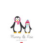 Personalised Art Print, Mummy And Child Penguin, thumbnail 3 of 3