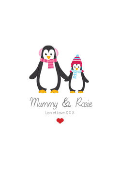 Personalised Art Print, Mummy And Child Penguin, 3 of 3