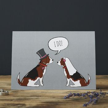 Beagle Wedding / Engagement Card, 2 of 2