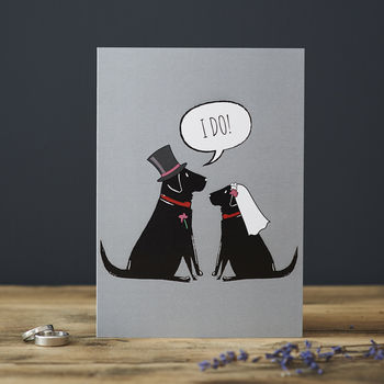 Black Labrador Wedding / Engagement Card, 2 of 2