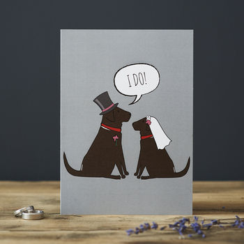 Chocolate Labrador Wedding / Engagement Card, 2 of 2