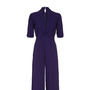 1940s Style Jumpsuit In French Navy Crepe, thumbnail 4 of 5
