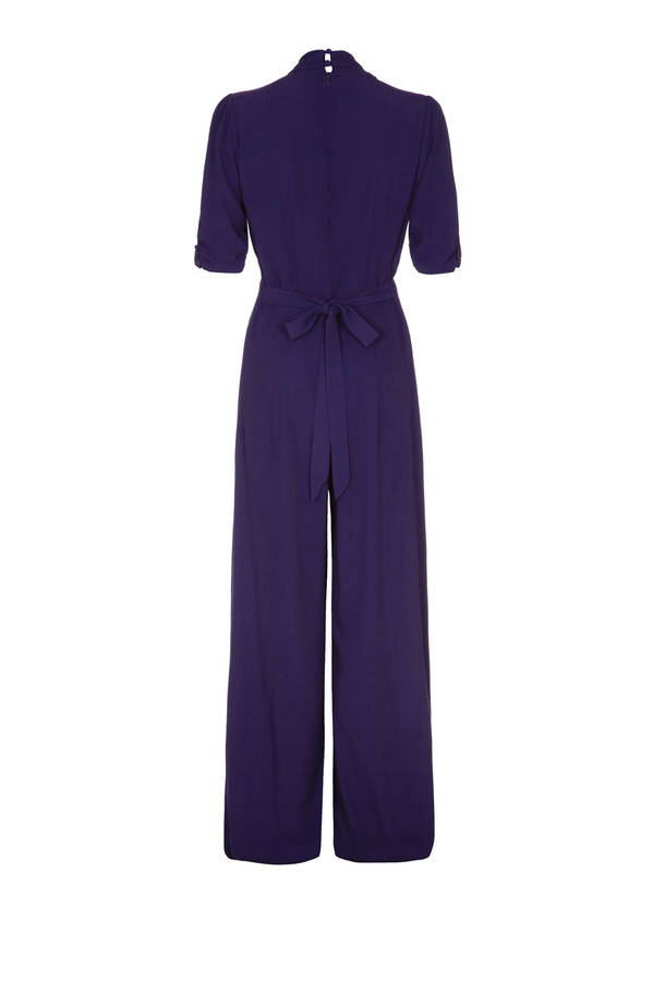 1940s Style Jumpsuit In French Navy Crepe By Nancy Mac