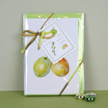 Pack Of Six ' Syston White Plum ' Cards, 6 of 6