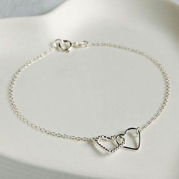 Sterling Silver Interlocking Hearts Bracelet, 2 of 3