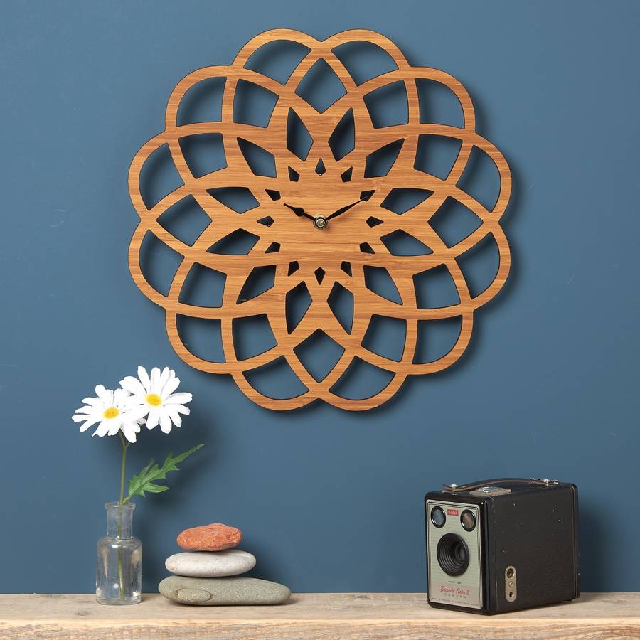 Wooden Modern Geometric Clock By Owl & Otter