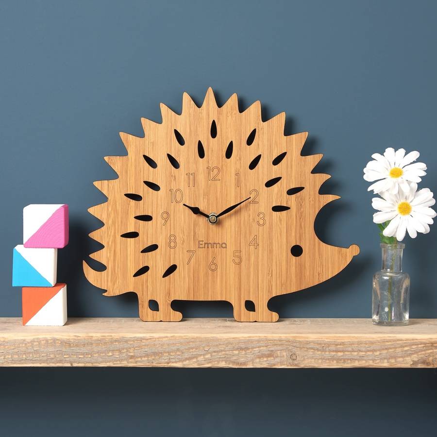 hedgehog personalised childrens clock by owl & otter