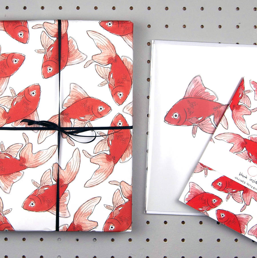 Goldfish Eco Friendly Wrapping Paper Pack By Blank Inside