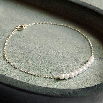 Delicate Sterling Silver Pearl Cluster Bracelet, 3 of 4