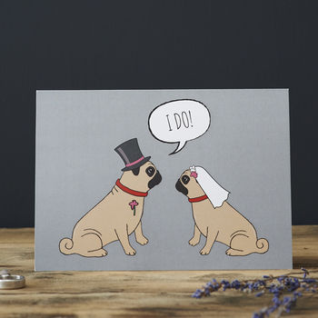 Pug Wedding / Engagement Card, 2 of 3