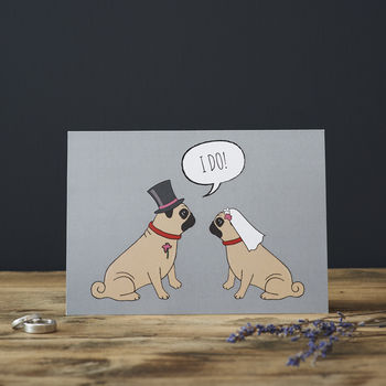 Pug Wedding / Engagement Card, 3 of 3