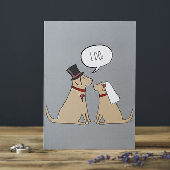 Yellow Labrador Wedding / Engagement Card, 2 of 2