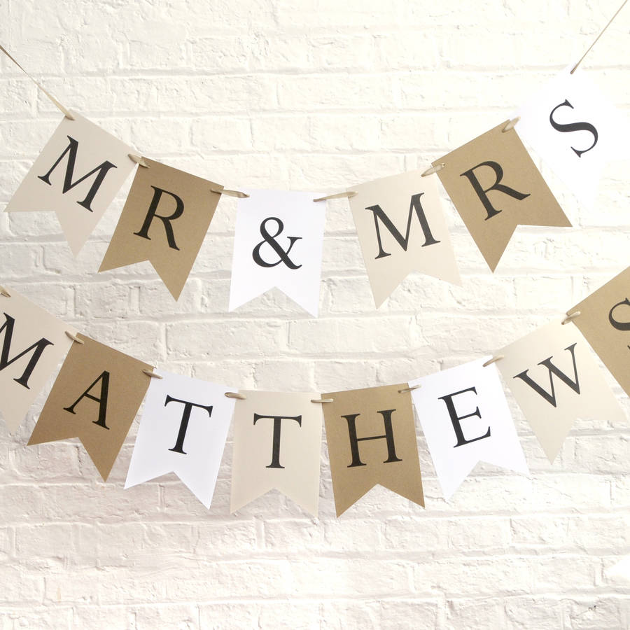 Personalised Wedding Bunting Decoration By Peach Blossom