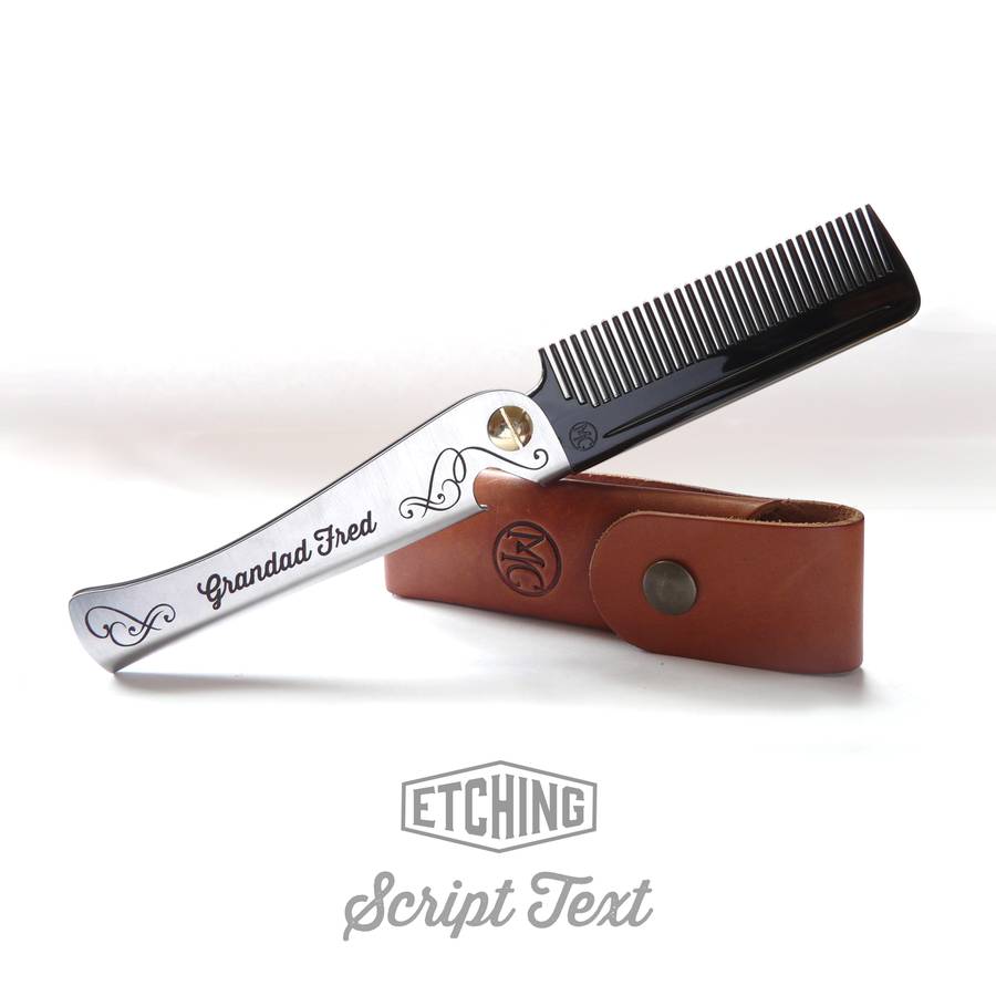 personalised man comb with leather case by design and fresh thinking ...