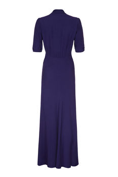 1940s Style Maxi Dress In French Navy Crepe, 3 of 3