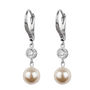 Crystal And Pearl Leverback Earrings, thumbnail 1 of 8