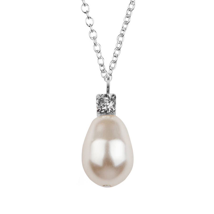 Rhinestone And Teardrop Pearl Pendant Necklace By Katherine Swaine ...