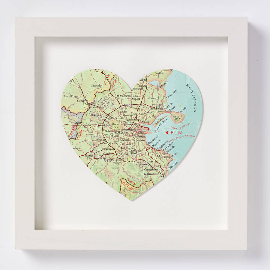 Dublin Map Location Heart Print By Bombus | notonthehighstreet.com