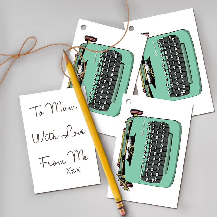 Set Of Six Typewriter Gift Tags By Wild Living