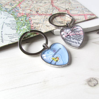 Personalised Location Map Heart Keyring, 3 of 3