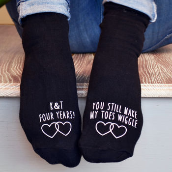 'You Make My Toes Wiggle' Anniversary Socks, 2 of 6