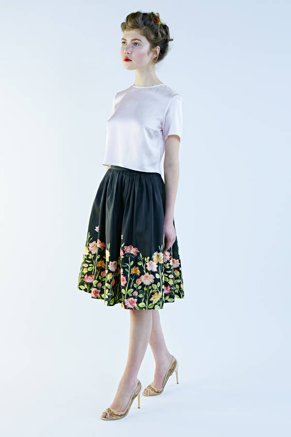 50s silk skirt with flower print and top by mrs pomeranz ...