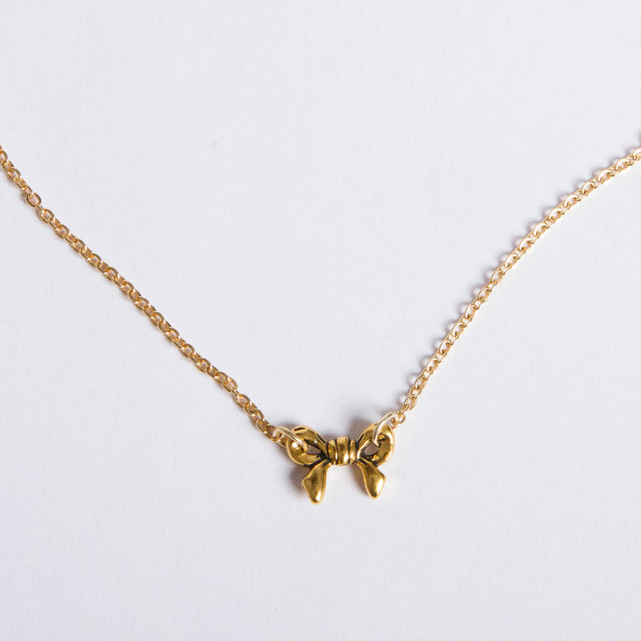 Gold Bow Necklace By Storm In A Teacup
