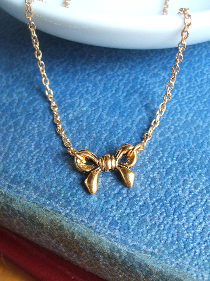 Gold Bow Necklace By Storm In A Teacup