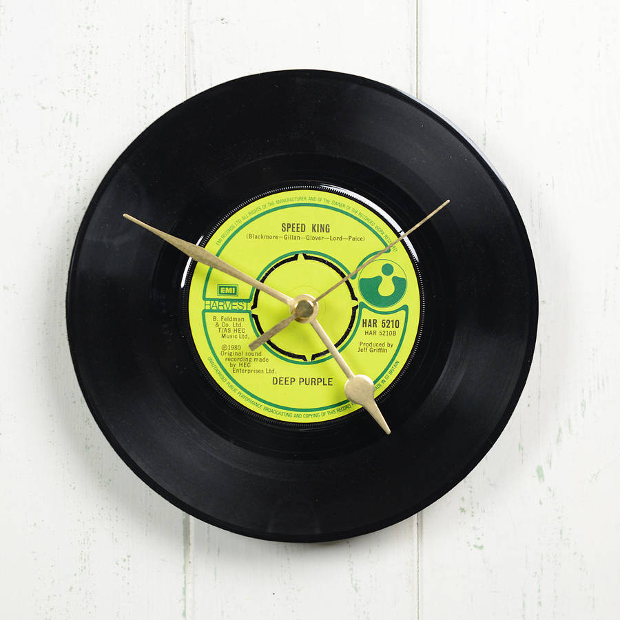 retro vinyl record clock by bobby rocks