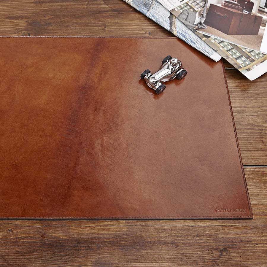 personalised leather desk mat by life of riley